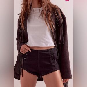 NWT Free People, We The Free CRVY Swan Song Short, 34 in Black